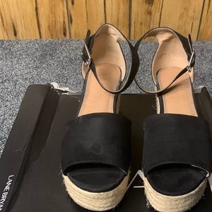 Lane Bryant Bkack opened toe Wedge Sandal